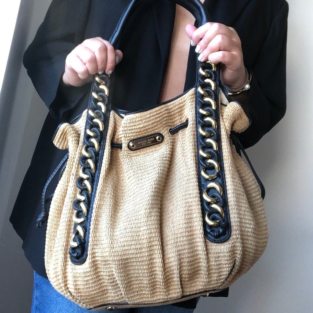 Michael Kors Straw and leather Tote